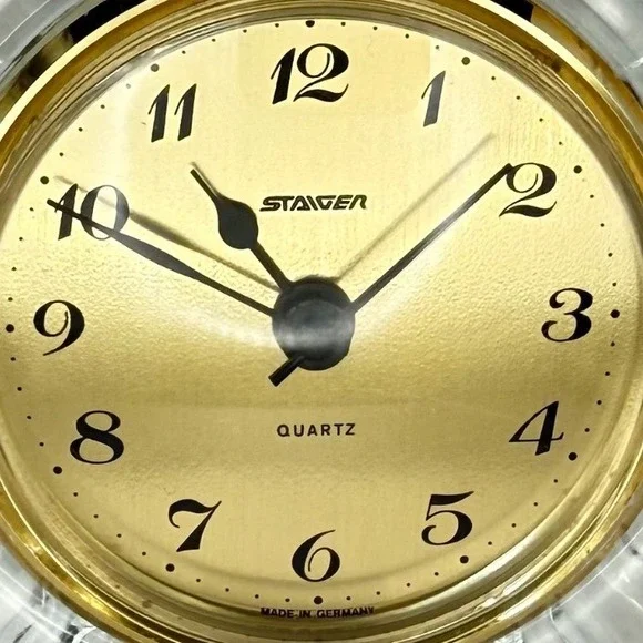 Crystal Desk Clock France Staiger Germany Quartz Cut Glass WORKS w/ Battery - Picture 8 of 16